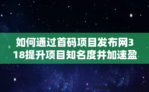 如何通过首码项目发布网318提升项目知名度并加速盈利