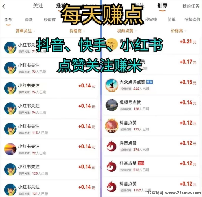 每天赚点首码来袭，关注点赞轻松赚，登录送荭包，零撸日赚百米不是梦！