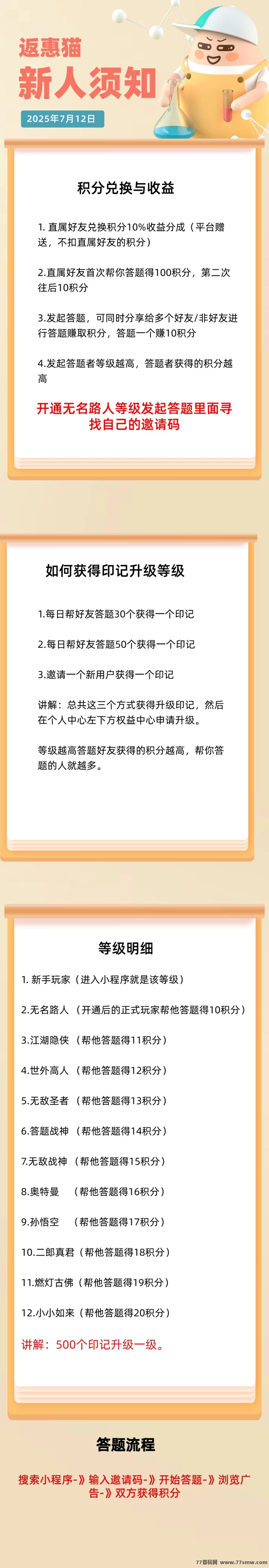 返惠猫零撸答题新玩法,团队互助共享积分,轻松赚取高额收溢!