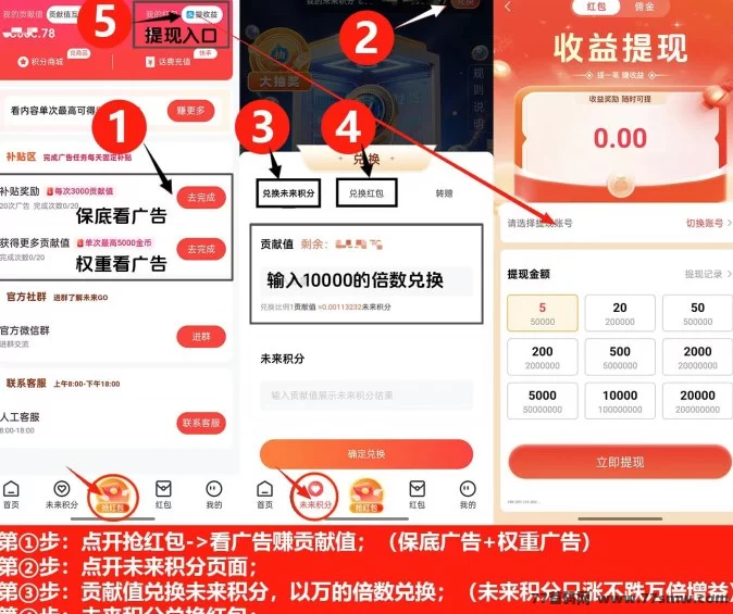 未来GO平台详解:看广告赚积分0撸起步,贡献值兑换未来积分,三三裂变助力月入过万的全新机会!
