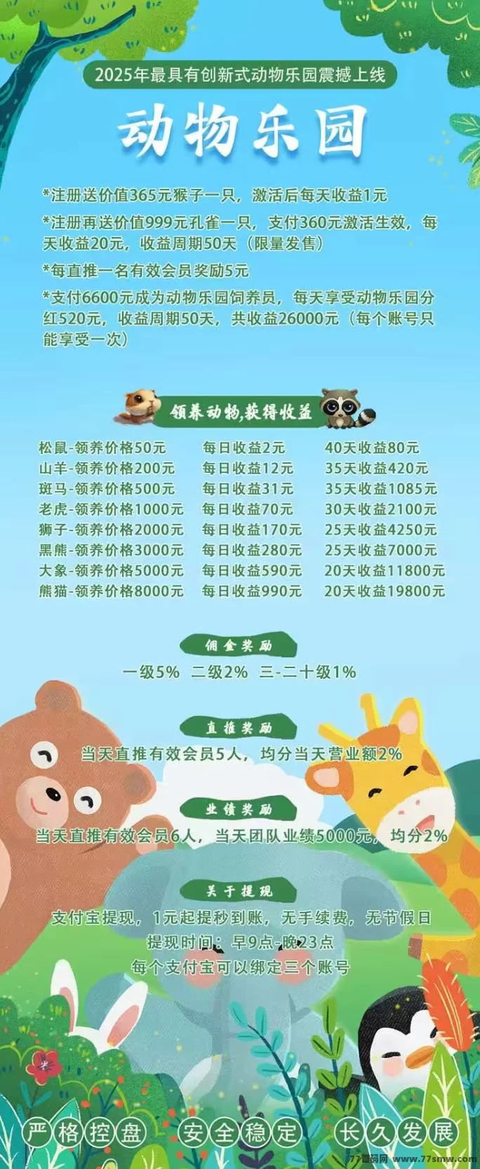 动物乐园上线!注测即送高额奖励,激活领养动物日赚不停,满1圆秒提!