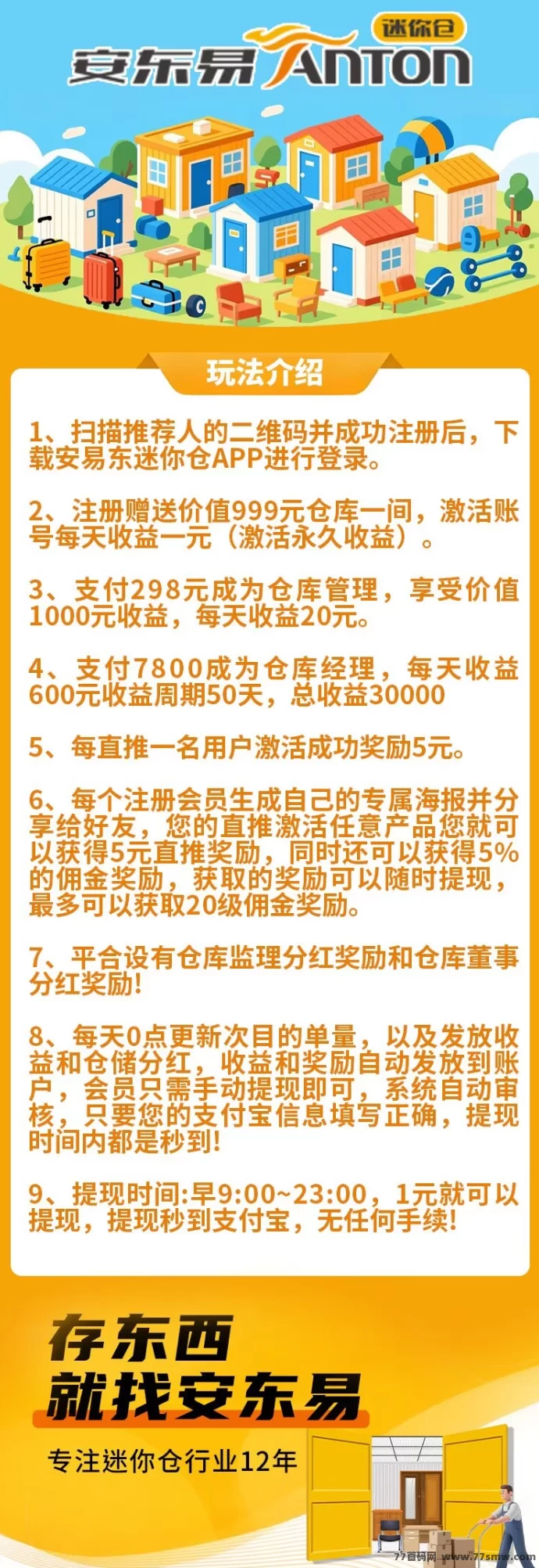 安易东迷你仓首码上线:福利赠仓999圆,褂机自动交艺轻松赚收溢!