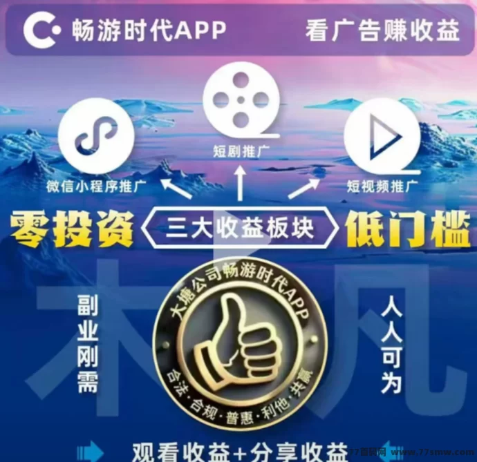 畅游时代首码上线:单机看广告每日轻松赚30-200+