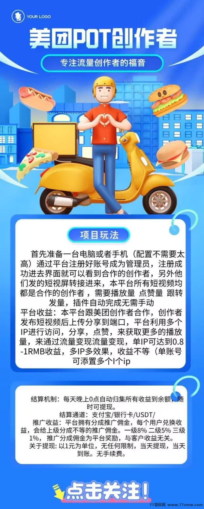 美团POT(流量主)攻略:创作短视频赚收溢!