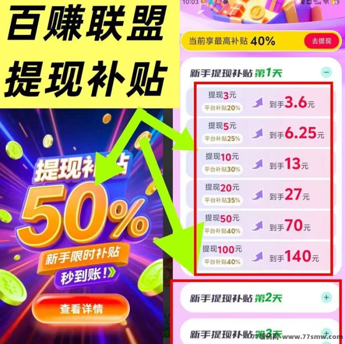百赚联盟广告平台详解:0.3圆极速提取、任务多样日赚10-50+,推广分润持续累积的轻创业选择