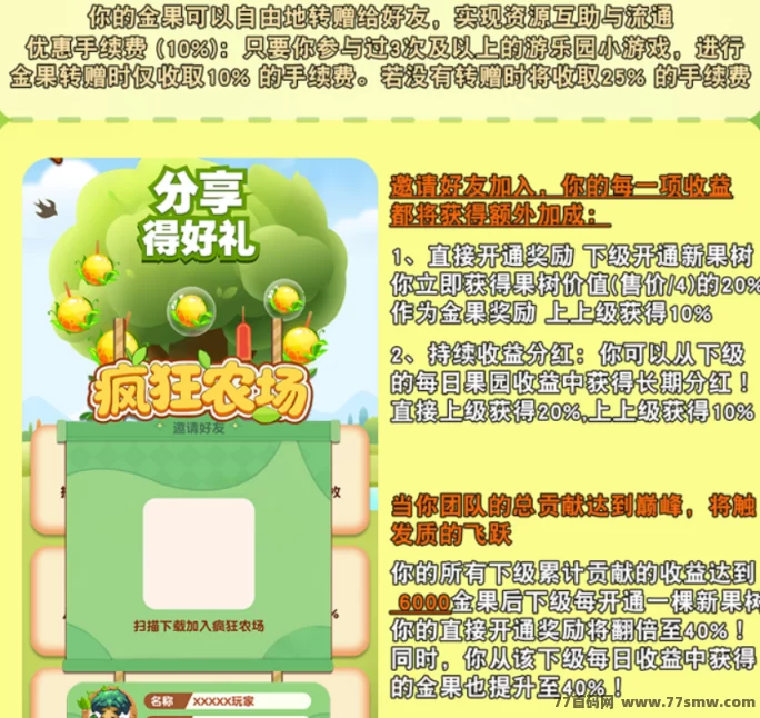 疯狂农场逆天产出玩法全解析:三重收溢体系+高扶持团队模式,轻松赚米!