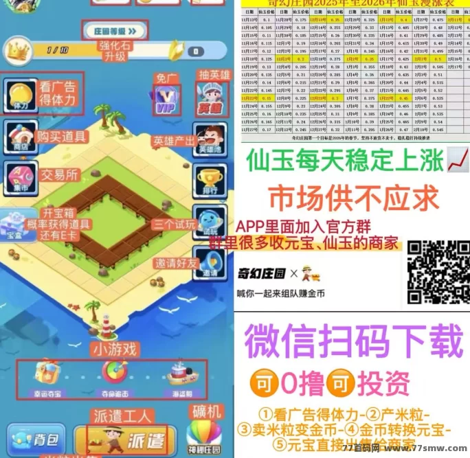 奇幻庄园攻略：仙玉稳定上涨、市场紧缺，养成玩法轻松日赚2米，圣诞福利狂送！