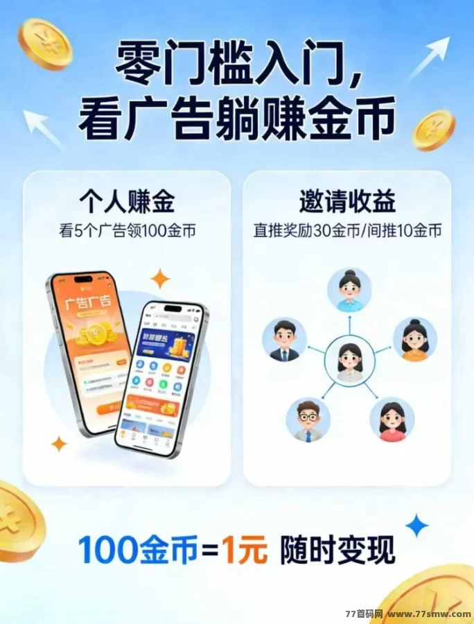 聚金联盟首码项目11月27日上线!每天领100金b,看5个广告就到手,微氪铂金会员18天回本再润12天!