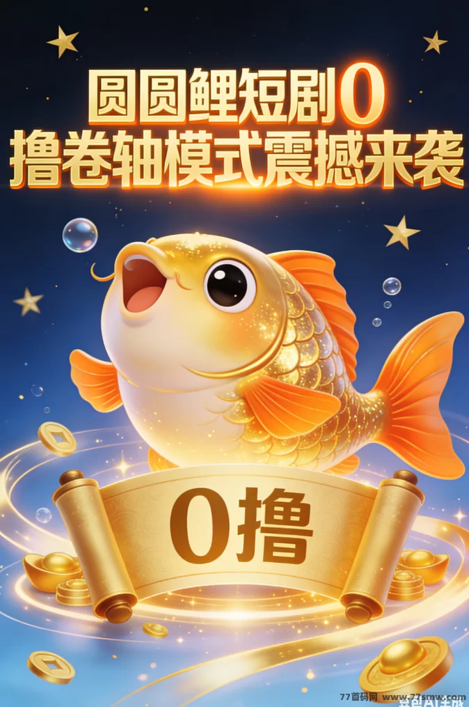 爆款首码短剧圆圆鲤零撸卷轴项目上线，零门槛轻松赚，推广裂变稳收溢！