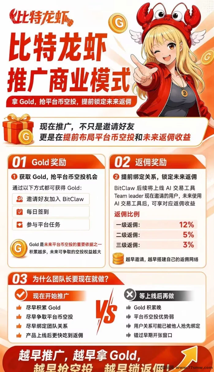 比特龙虾公测零撸：注册送100Gold+800Token，签到换未来平台币，不玩白不玩