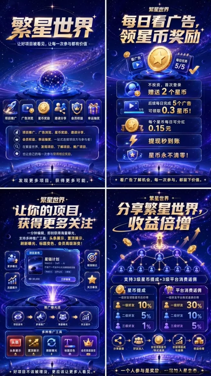 繁星世界：登录送2个星积分，持b每天分虹0.15